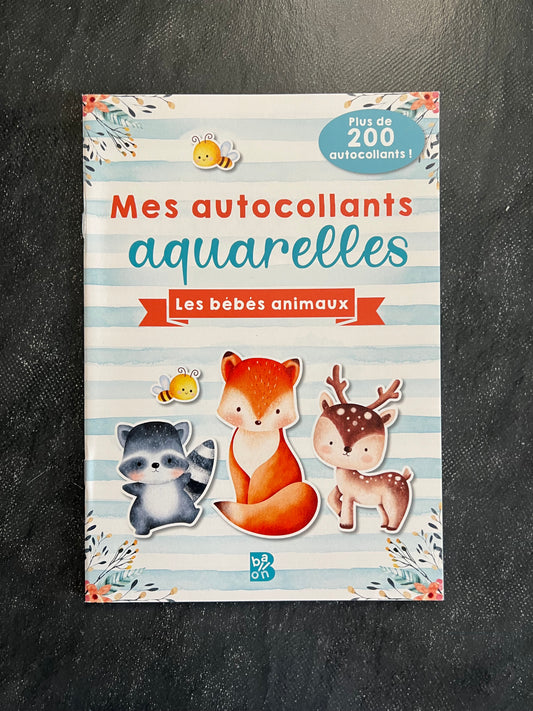 Mes autocollants aquarelles - les bébés animaux