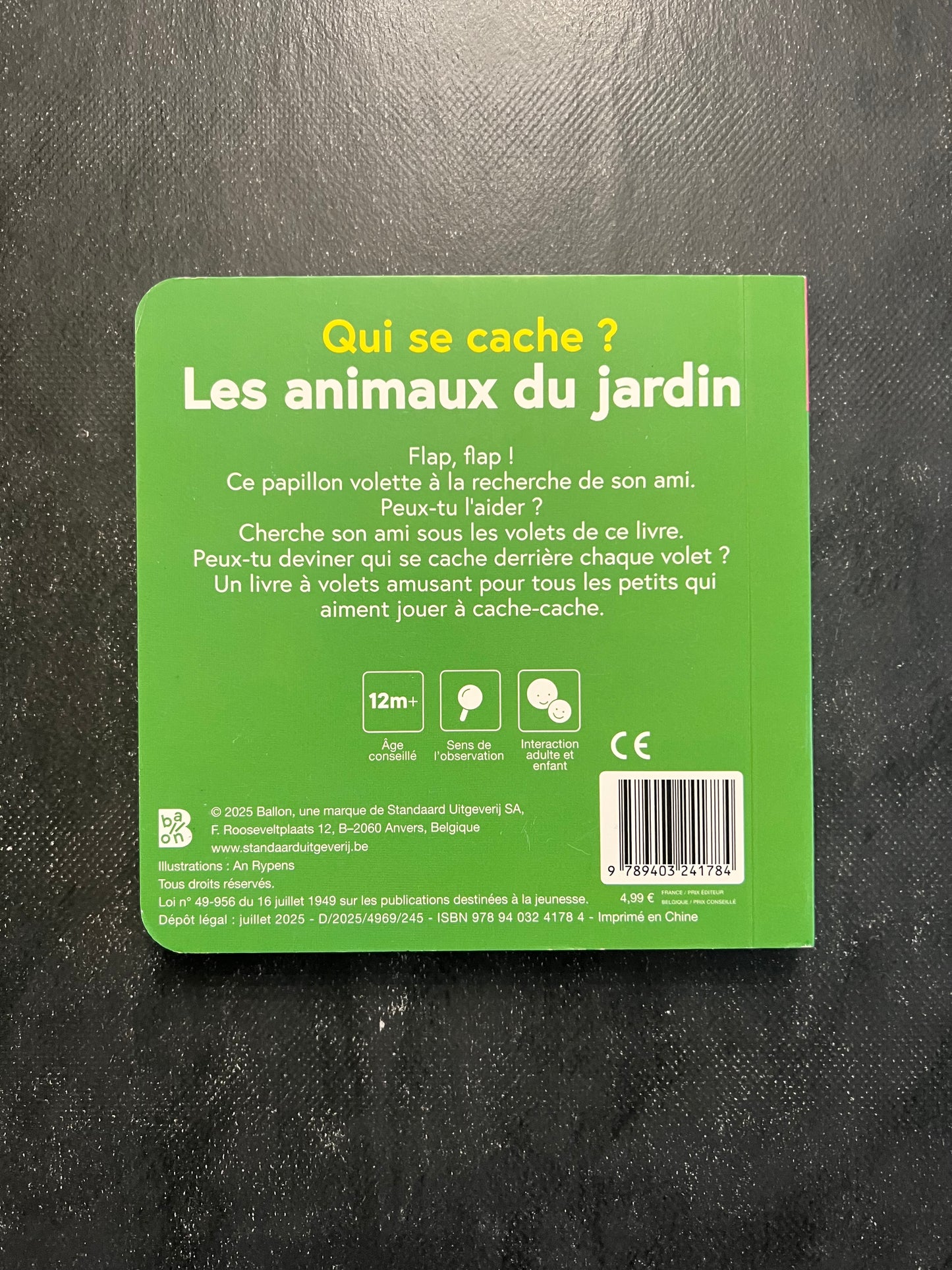 Livre cartonnée - Qui se cache ? Les animaux du jardin (Copie)