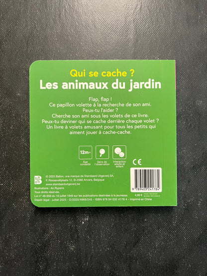 Livre cartonnée - Qui se cache ? Les animaux du jardin (Copie)