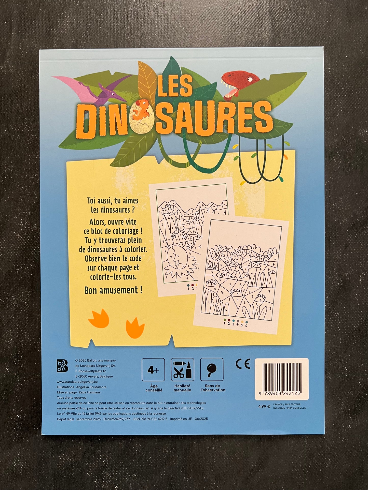 Je colorie selon le code - les dinosaures