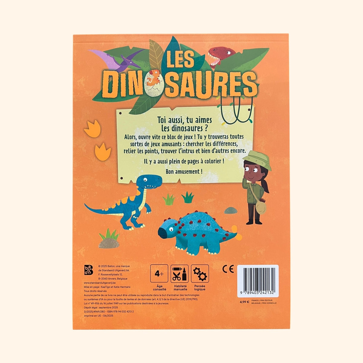 Je joue et je colorie - Les dinosaures | Dès 4 ans