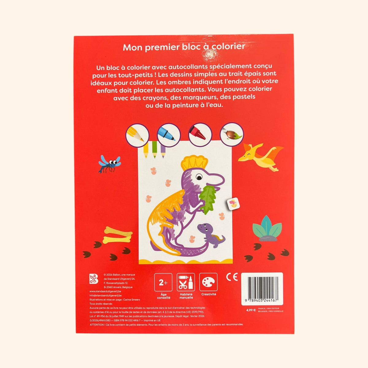 Mon premier bloc à colorier - Les dinosaures (3-6 ans)