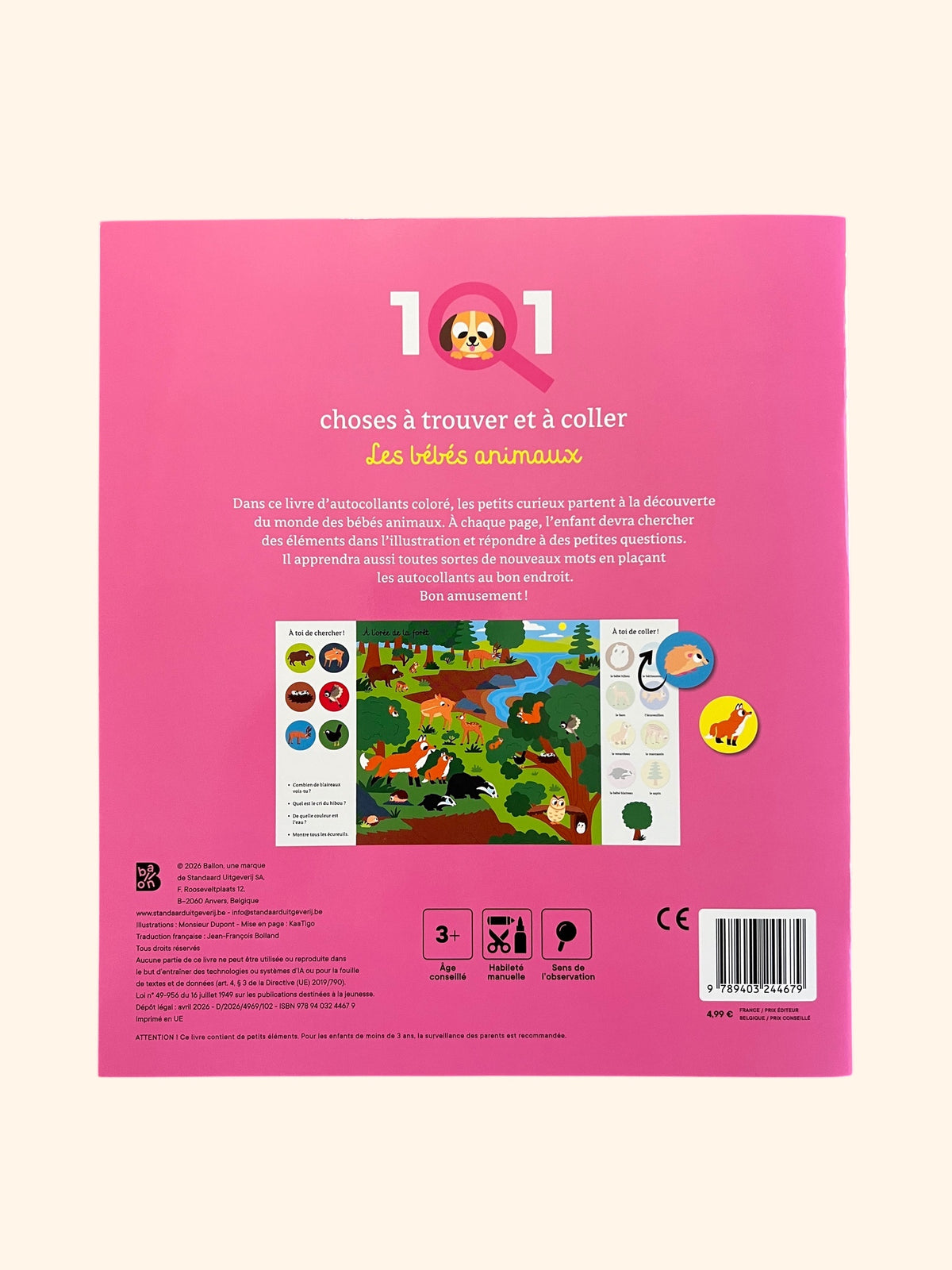 101 choses à trouver et à coller - Les bébés animaux | Dès 3 ans