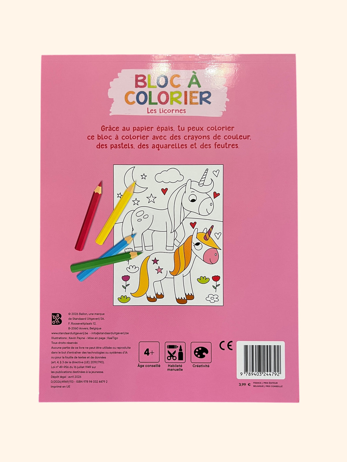 Bloc à colorier - Les licornes | Dès 3 ans