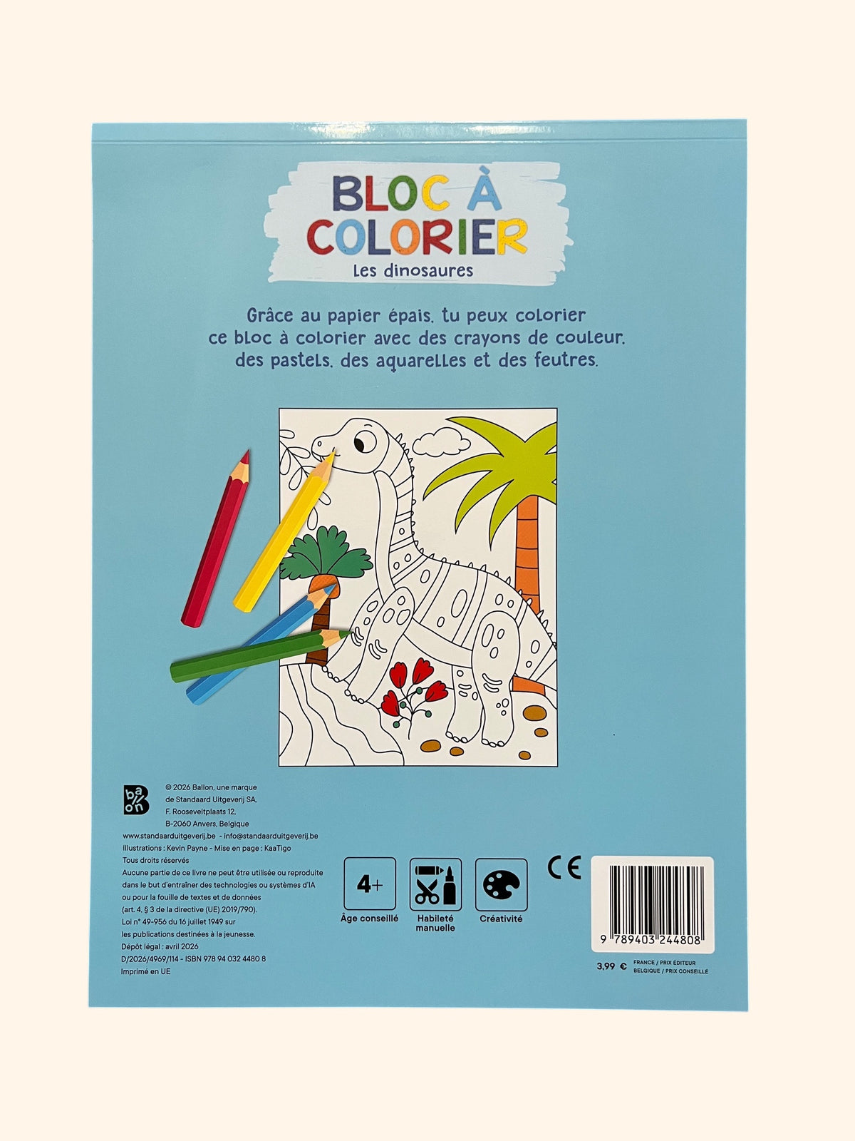 Bloc à colorier - Les dinosaures | Dès 3 ans