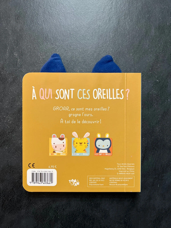 Livre cartonné - à qui sont ces oreilles - lapin