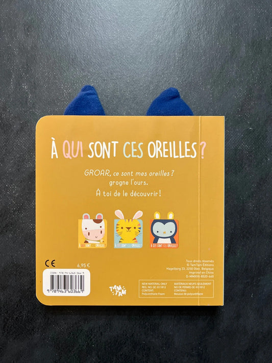 Livre cartonné - à qui sont ces oreilles - lapin