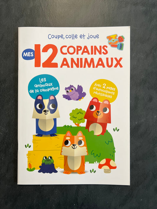 Coupe, colle et joue - mes 12 animaux copains